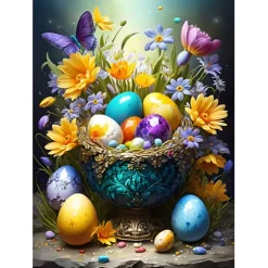 Puzzle Easter Eggs and Flowers