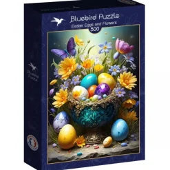 Puzzle Easter Eggs and Flowers