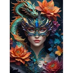 Puzzle Lady with a Dragon