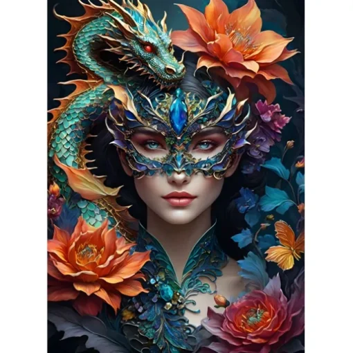 Puzzle Lady with a Dragon