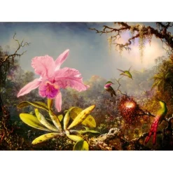 Puzzle Martin Johnson Heade - Cattleya Orchid and Three Hummingbirds, 1871