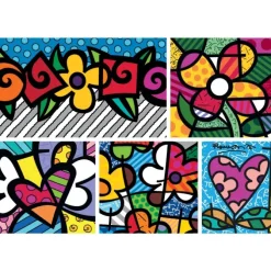 Puzzle Romero Britto - Collage: Hearts and Flowers