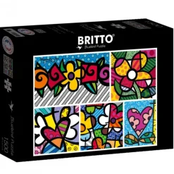 Puzzle Romero Britto - Collage: Hearts and Flowers