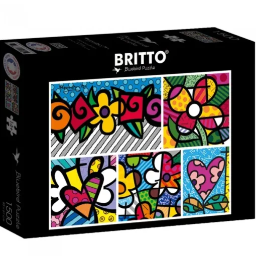 Puzzle Romero Britto - Collage: Hearts and Flowers
