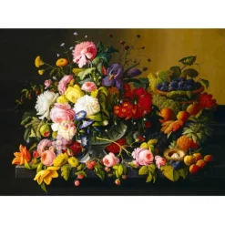 Puzzle Severin Roesen - Still Life, Flowers and Fruit, 1855