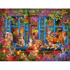 Puzzle Window Shelf Cats